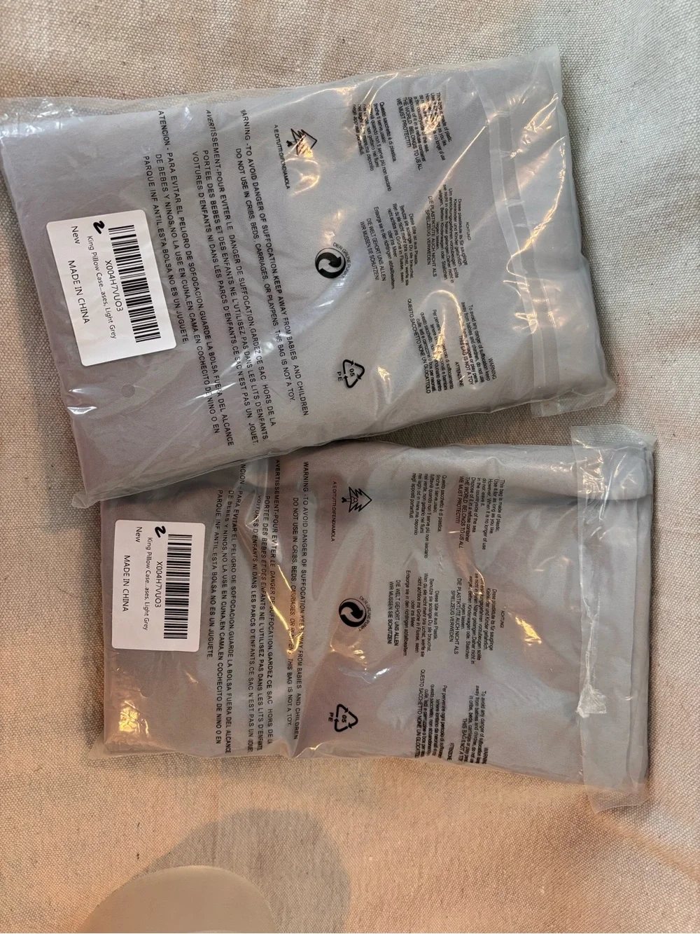 NWT Grey Microfiber King pillowcases 4ct